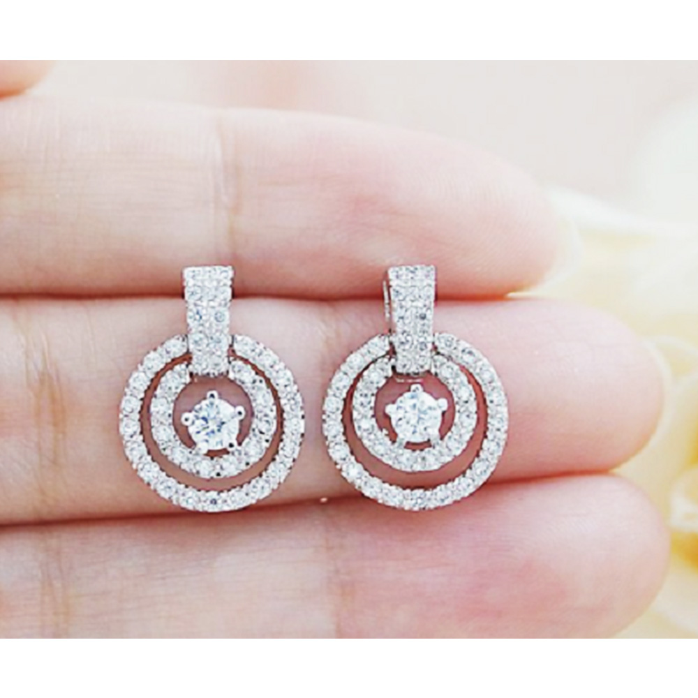 0.75 Ct Round Cut Diamond Solitaire Stud Earrings Sterling Silver Women Jewelry