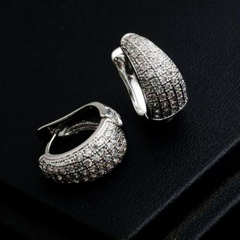1.00 Ct Round Cut Diamond Hoop Clip On Earrings Sterling Silver Women Jewelry