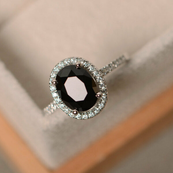 oval black diamond ring
