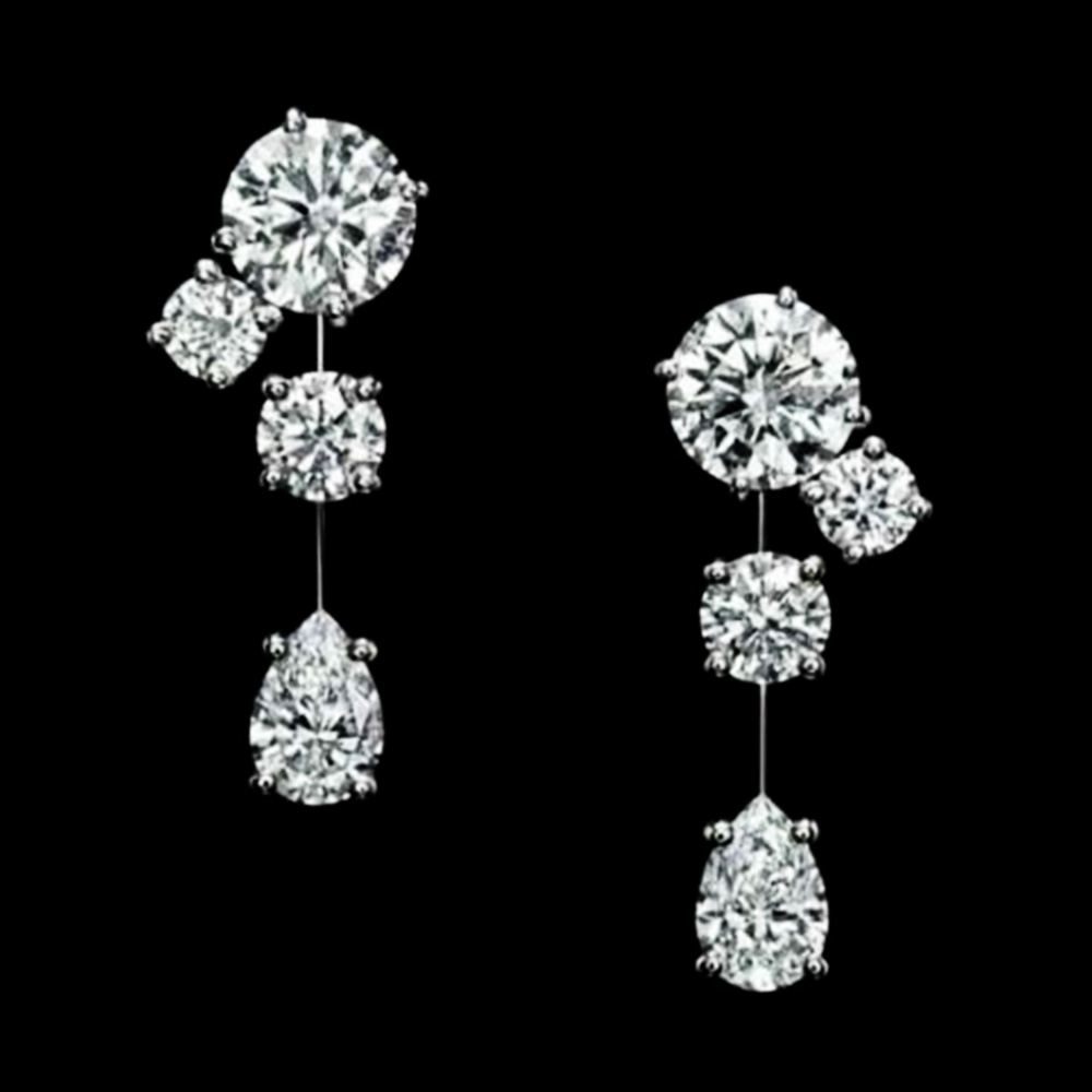 2.00 Carat Round Cut Diamond Dangle Earrings Sterling Silver Women Jewelry