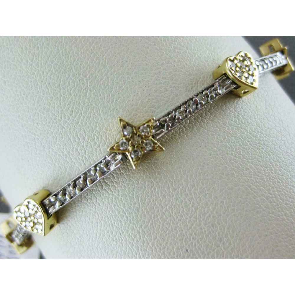 3.00 Ct Round Cut Diamond Fancy-Filigree Tennis Bracelets Sterling Silver Two Tone Gold Over