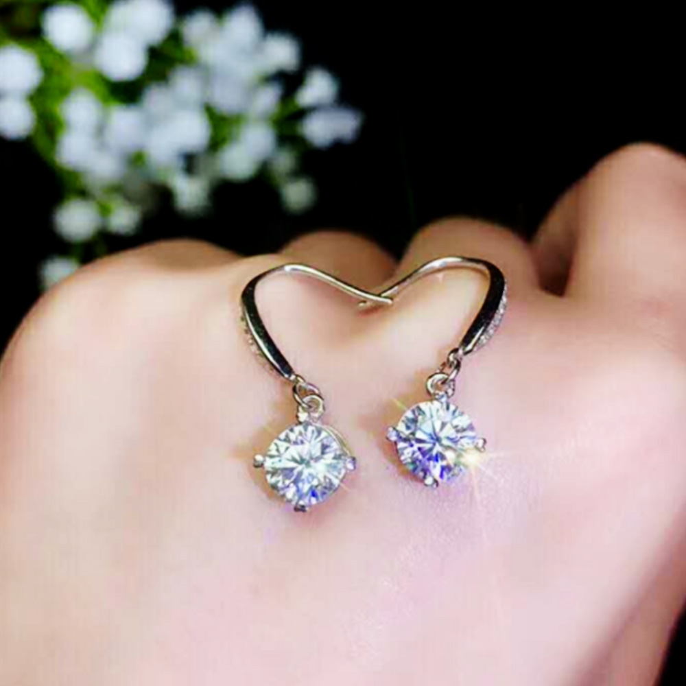 2.00 Ct Round Cut Diamond Attractive Dangle Earrings Sterling Silver Women Jewelry