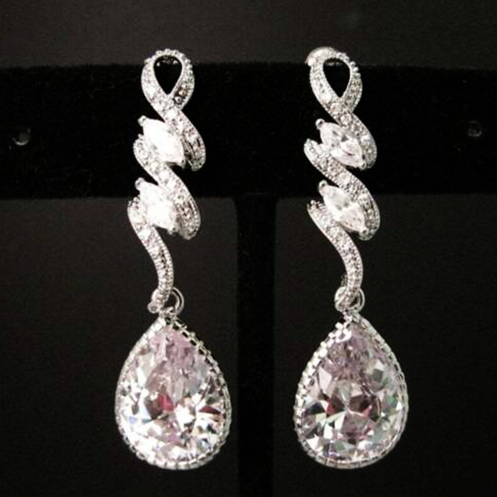 3.00 Ct Pear Cut Diamond Drop & Dangle Earrings Sterling Silver Women Jewelry