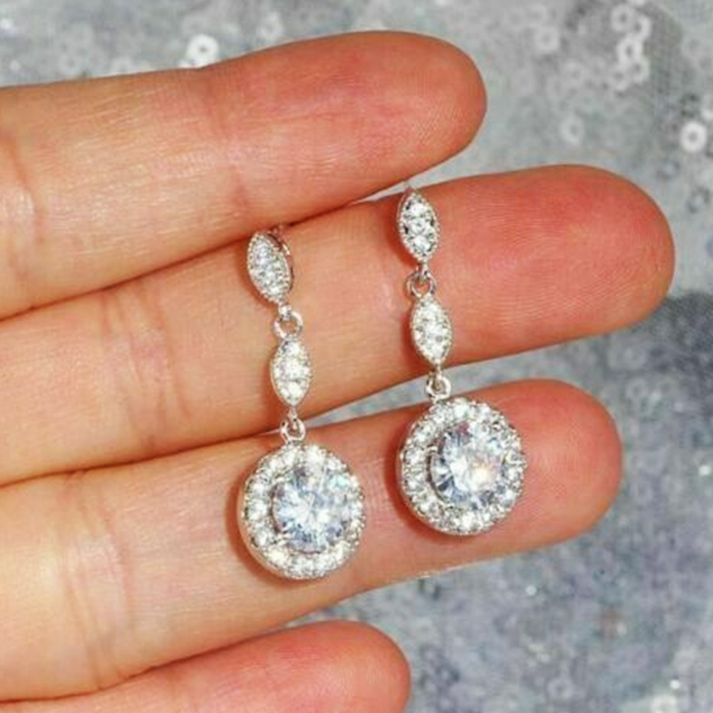 Attractive 3Ct Round Cut Diamonds Drop/Dangle 925 Sterling Silver Earrings For Online Sale