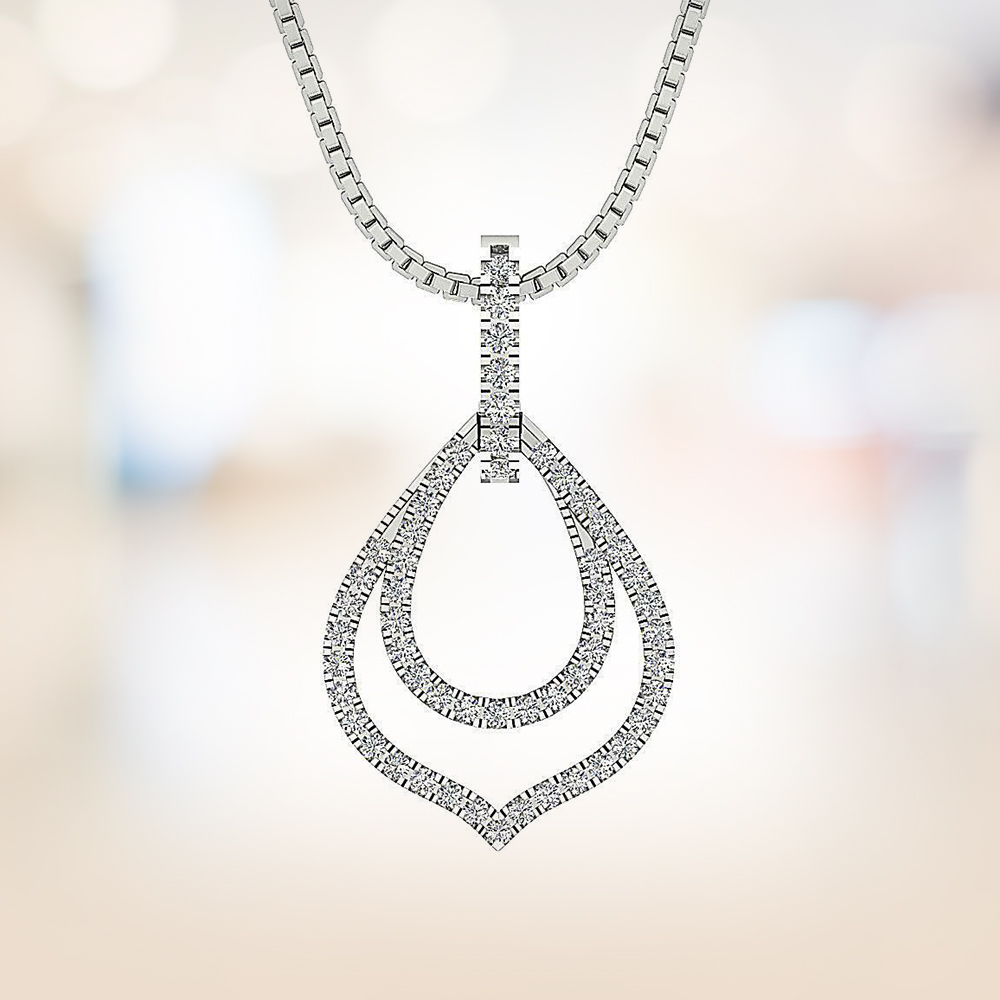 White Gold Finish 0.50 Ct Signity Diamond Fashion Pendant Necklace