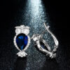 Blue Sapphire Owl Stud Earrings