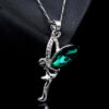 Green Emerald Angel Fairy Pendant With Chain