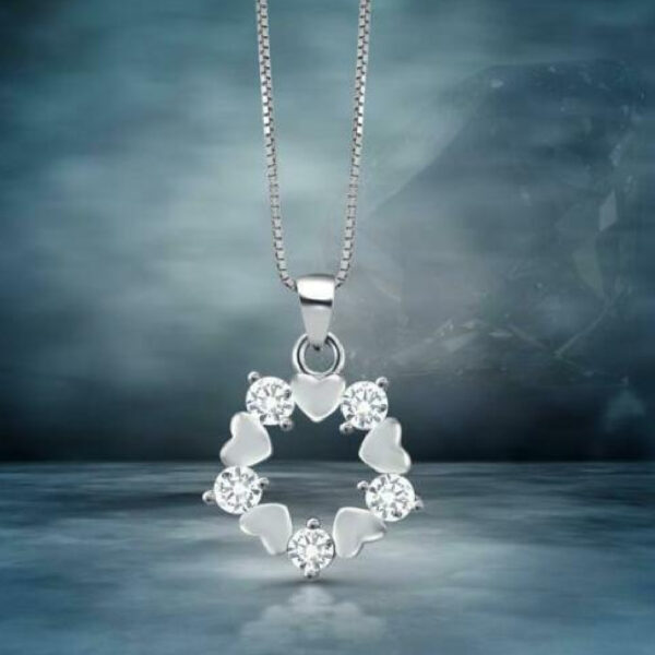 Diamond Heart Circle Pendant With Chain
