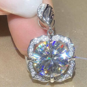 14k White Gold Over 2Ct Round Cut D/VVS1 Diamond Halo Pendant Necklace 