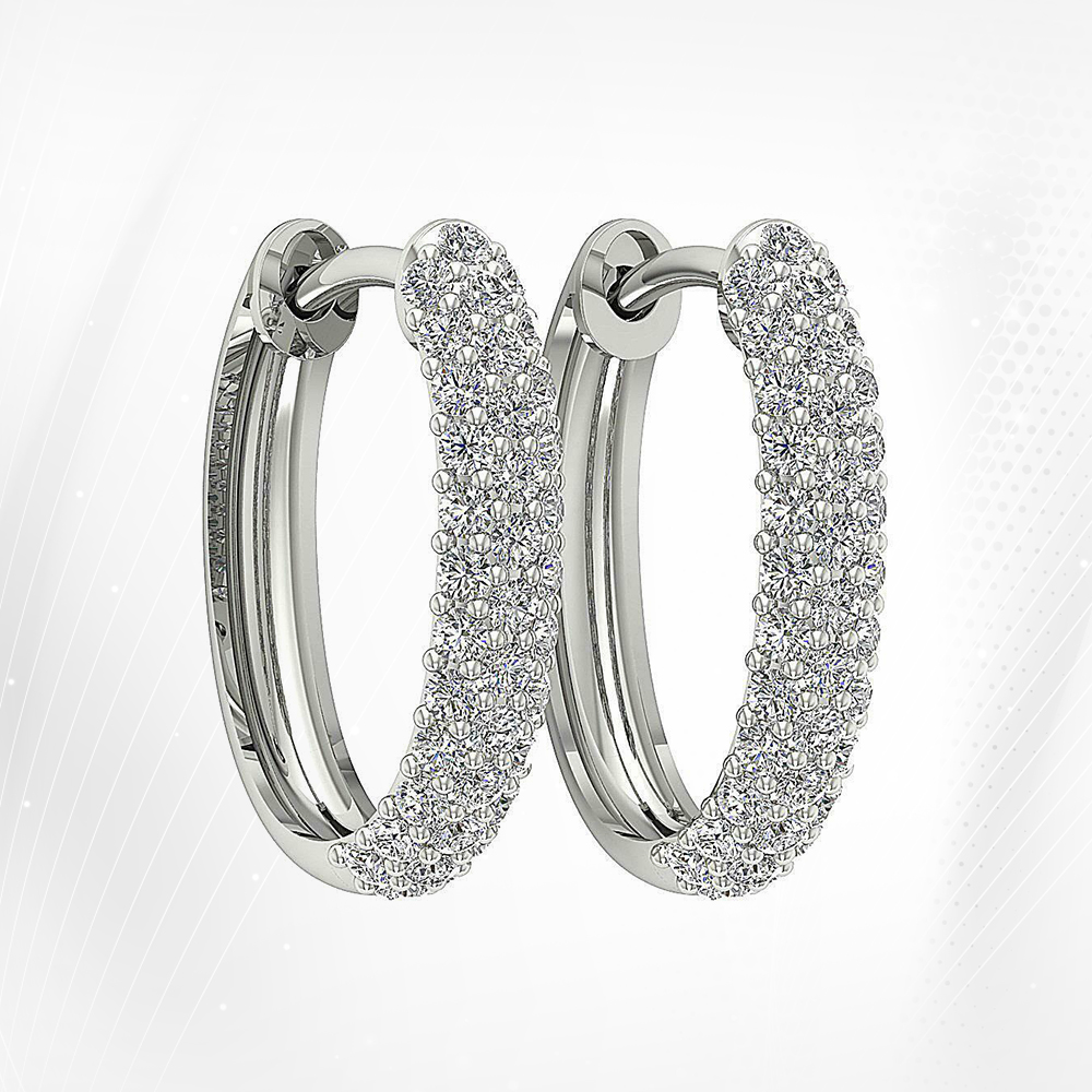 1.20 Ct Round Cut Diamond Hoop Earrings Sterling Silver White Gold Finish