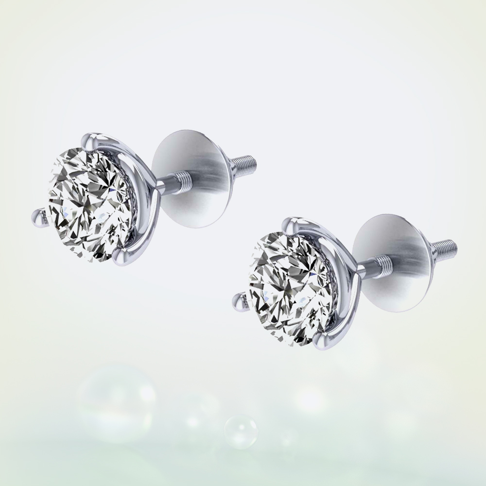 0.90 Ct Diamond Martini Set Solitaire Stud Earrings Sterling Silver White Gold Finish