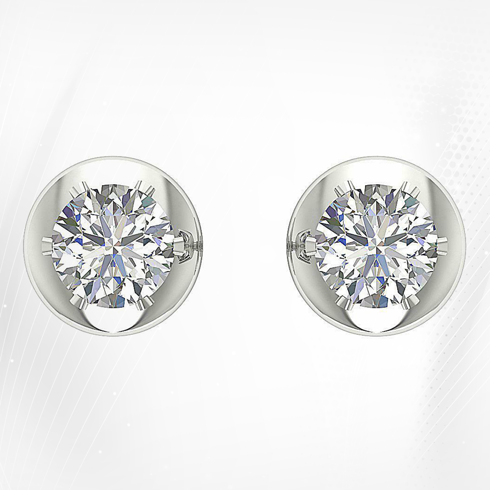 0.30 Ct Diamond Solitaire Stud Earrings Sterling Silver White Gold Finish Prong Set