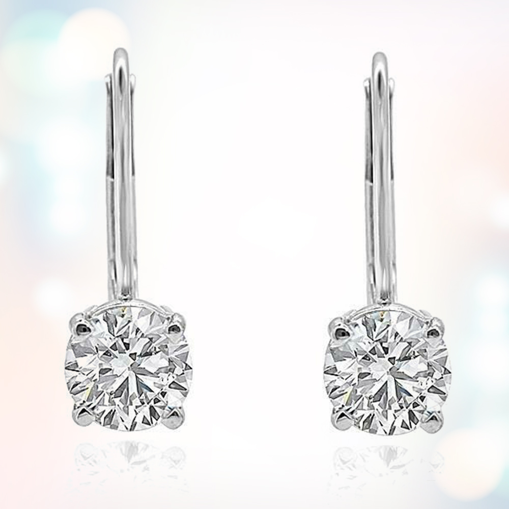 1.10Ct Round Cut Diamond Solitaire Stud Earring Sterling Silver White Gold Finish