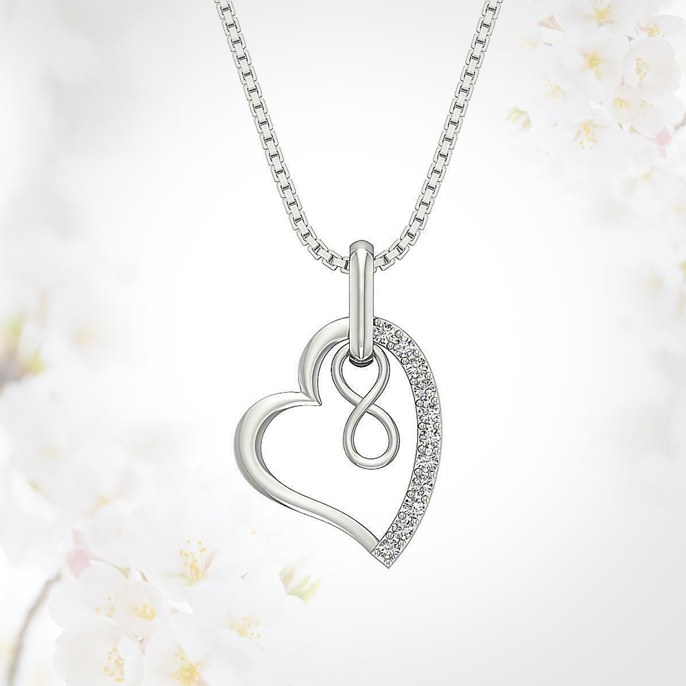 0.50 Ct Signity Diamond Heart Pendant Necklace White Gold Finish