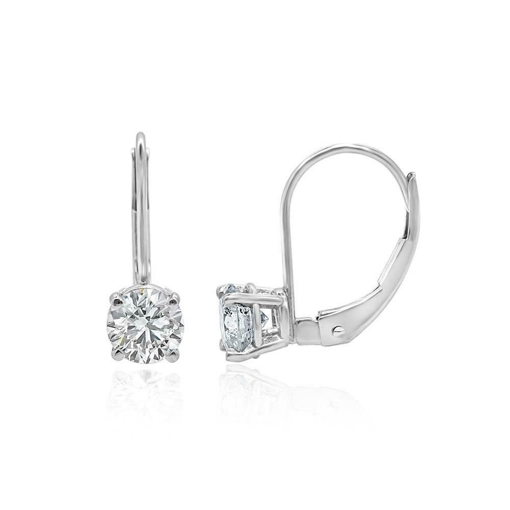 1.10Ct Round Cut Diamond Solitaire Stud Earring Sterling Silver White ...